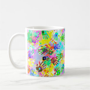 Caneca De Café holiES - palmas das mãos muda de cor do padrão do