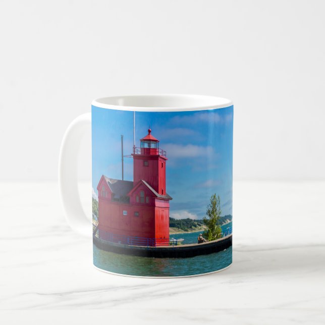 Caneca De Café Holland Harbor Lighthouse Coffee Mug (Frente Esquerda)