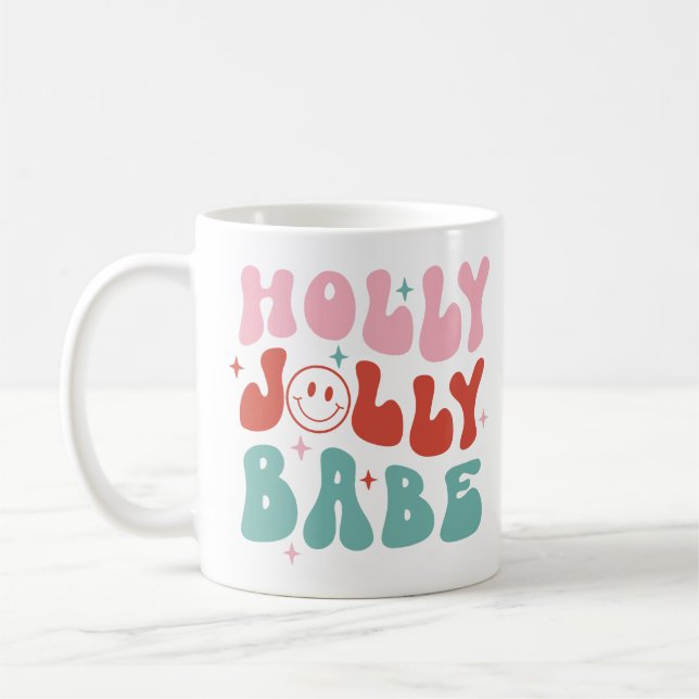 Caneca De Café Holly Jolly Babe Retro Natal (Esquerda)