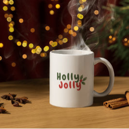 Caneca De Café Holly Jolly - Festa Festiva de Férias com Ícone Ho
