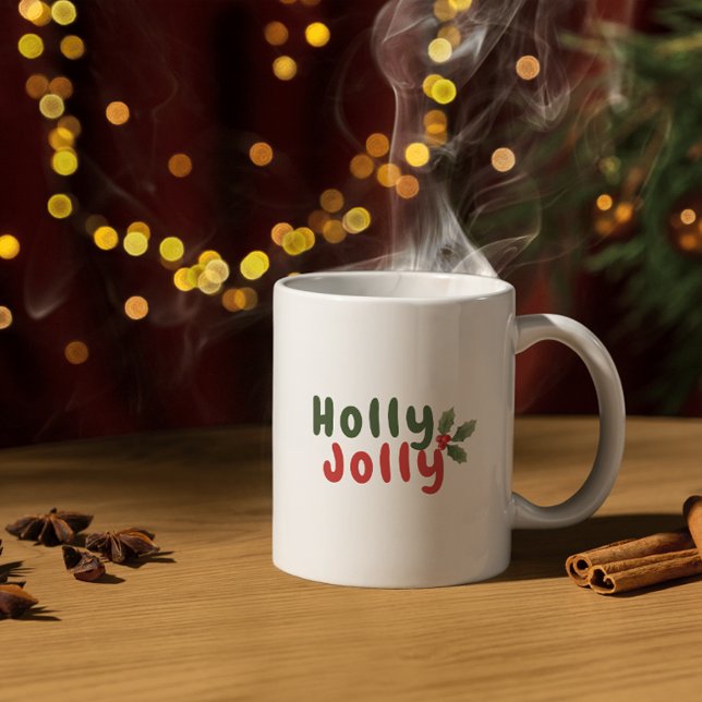 Caneca De Café Holly Jolly - Festa Festiva de Férias com Ícone Ho (Criador carregado)