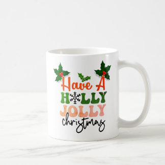 Caneca De Café Holly Jolly Natal Festivo Design