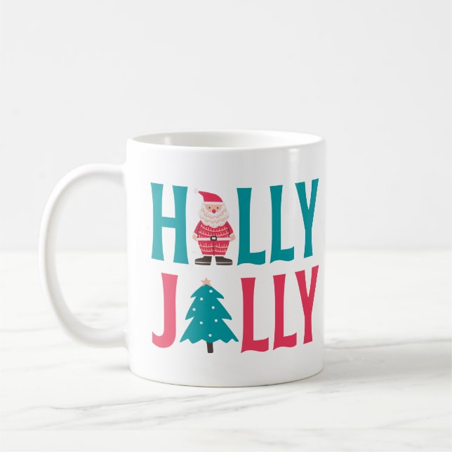 Caneca De Café Holly Jolly Papai noel Natal (Esquerda)