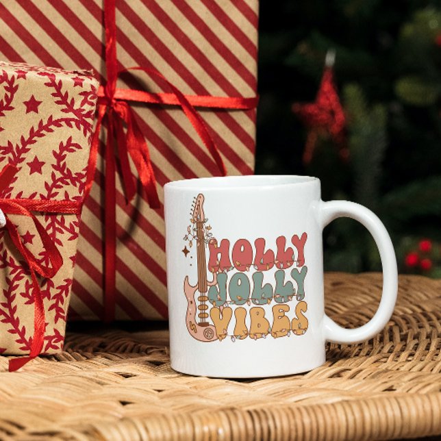 Caneca De Café Holly jolly vibes: Bebendo de Natal Coffee Mug (Criador carregado)