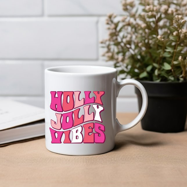 Caneca De Café Holly jolly vibes: Bebendo de Natal Coffee Mug (Criador carregado)