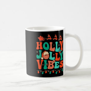 Caneca De Café Holly Retro Groovy Natal Jolly Vibes Papais noeis 
