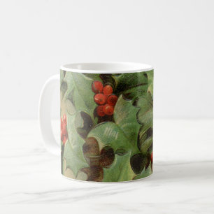 Caneca De Café Holly Tree Natal Vintage