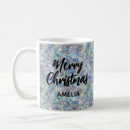 Caneca De Café Holographic Opal Stone Background Feliz Natal