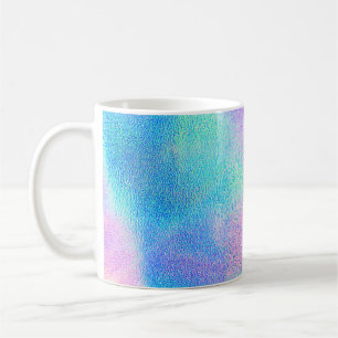 Caneca De Café Holographic real texture in blue pink green colors