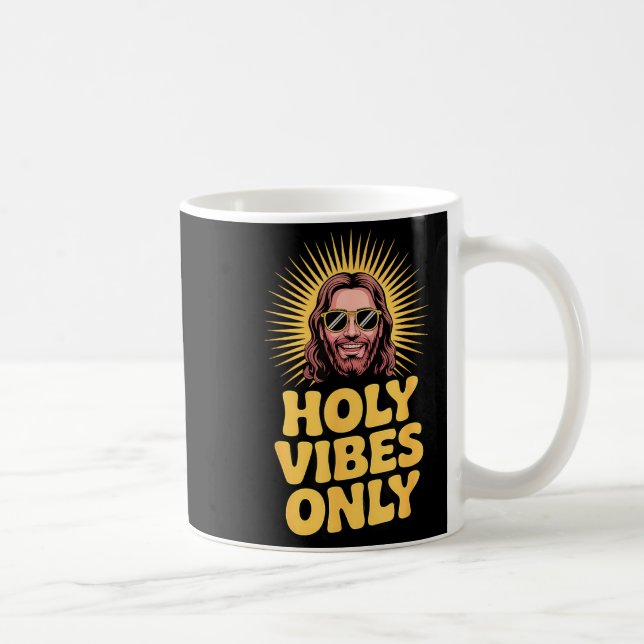Caneca De Café Holy Vibes Only Funny Jesus Religious Christian Fa (Direita)