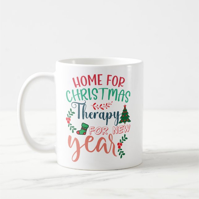 Caneca De Café Home For Christmas Therapy New Year (Esquerda)