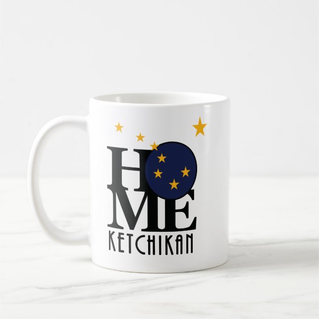 Caneca De Café HOME Ketichikan Alaska 11oz (Esquerda)