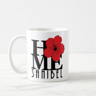 Caneca De Café HOME Sanibel Florida Red Hibiscus 11oz