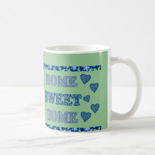 Caneca De Café Home Sweet Home Mug: Blue Periwinkles e Checkles