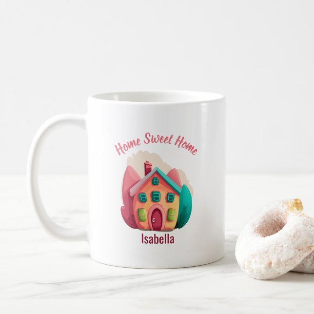 Caneca De Café "Home Sweet Home" Personalizado Novos Proprietário (Com Donut)