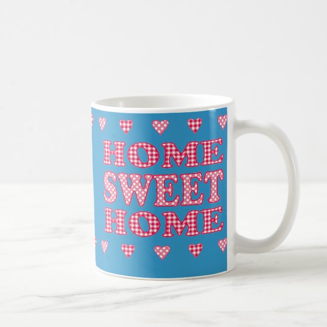 Caneca De Café Home Sweet Mug: Vermelho, Polkas Brancos e Gingham (Direita)