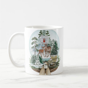 Caneca De Café Homem-cervo nobre na floresta de neve de inverno