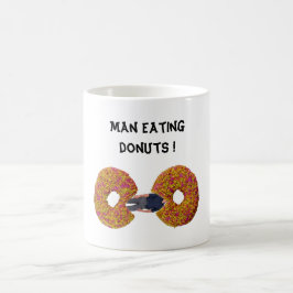 Caneca de Café Homem Comendo Donuts