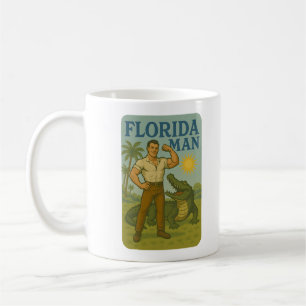 Caneca De Café Homem da Flórida Amigo do Jacaré Engraçado Retro C