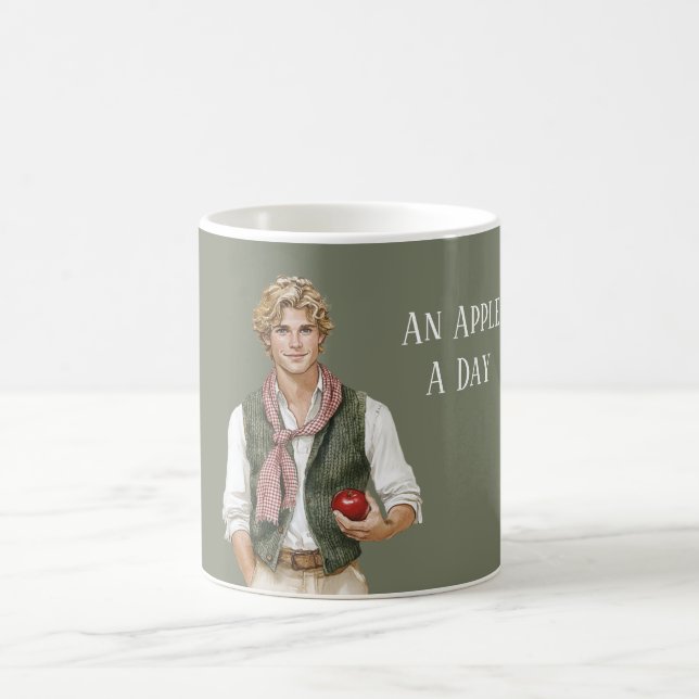 Caneca De Café Homem da Maçã Diária Colete Verde (Centro)