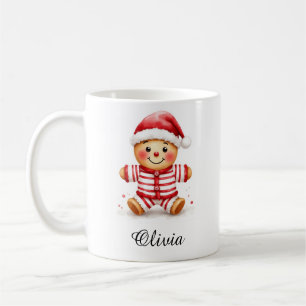 Caneca De Café Homem de Biscoito em Pijamas de Natal Nome Persona