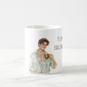 Caneca De Café Homem de Cabelo Castanho com Copo