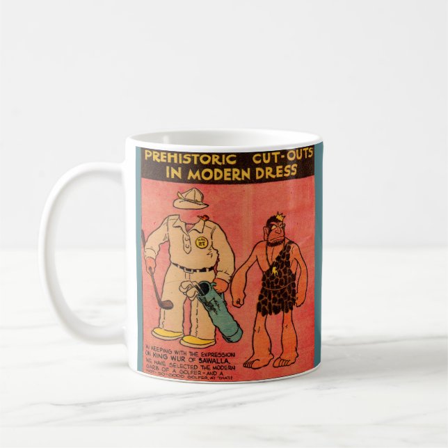 Caneca De Café Homem de caverna de bonecas de papel história em q (Esquerda)