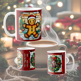 Caneca De Café Homem de Gengibre de Natal Vidro Policromado Falso