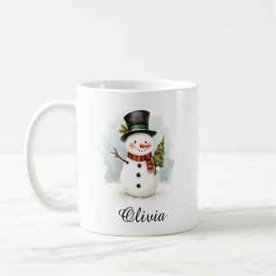 Caneca de Café Homem de Neve com Nome Personalizad