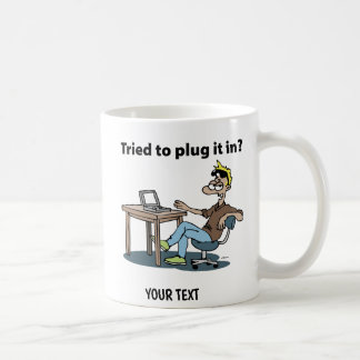 Caneca De Café Homem do Cartoon de Suporte Técnico
