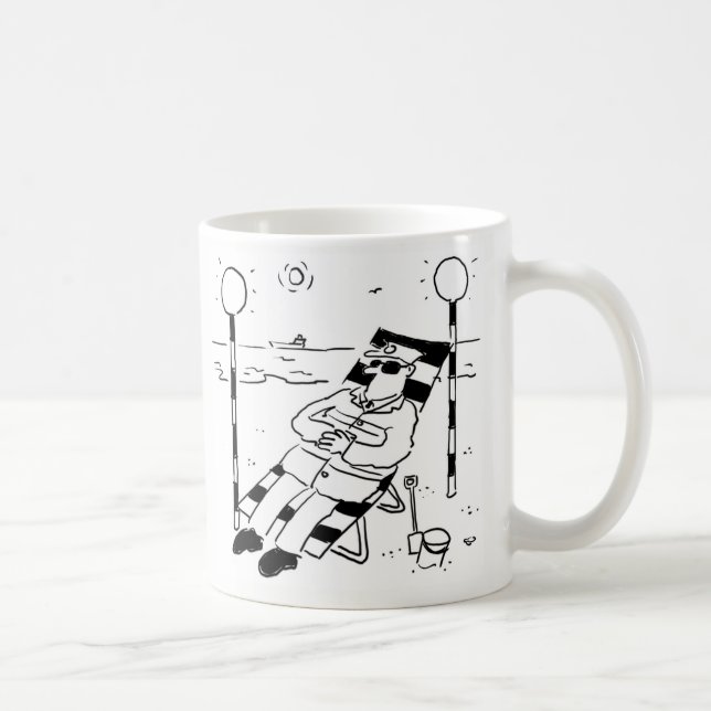 Caneca De Café Homem-Lupa-Sol Banho-Sol numa Ilustração Surreal (Direita)