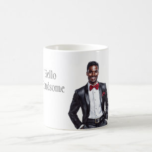 Caneca De Café Homem Negro Smoking Gravata Borboleta Vermelha