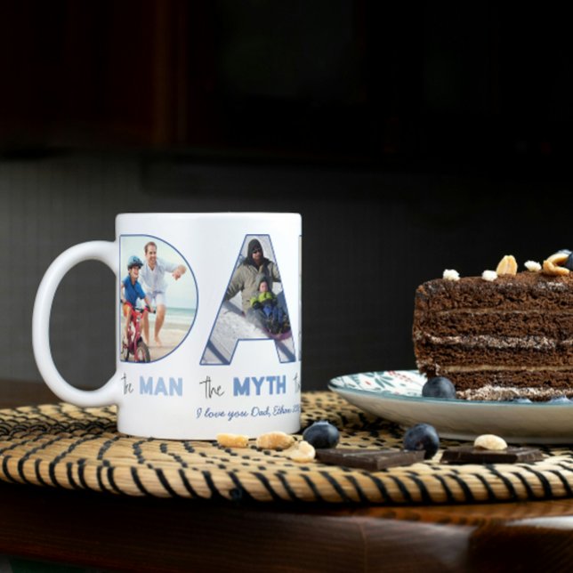 Caneca De Café Homem pai Mito Legenda Foto Cutout Cartas Pai (Easily personalize this DAD mug with your photos and message for a unique Father's Day gift)