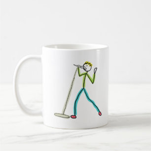 Caneca De Café Homem Palito Cantando Karaokê