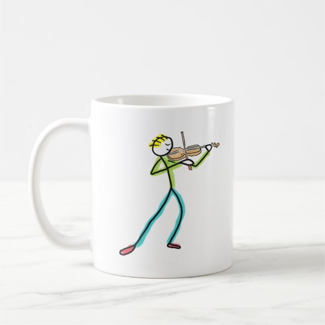 Caneca De Café Homem palito tocando violino (Esquerda)