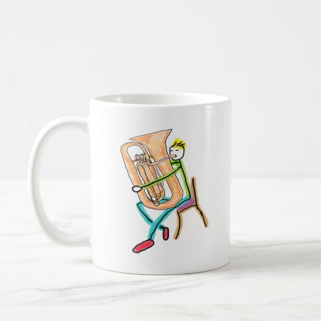 Caneca De Café Homem Pau Tocando Tuba (Esquerda)