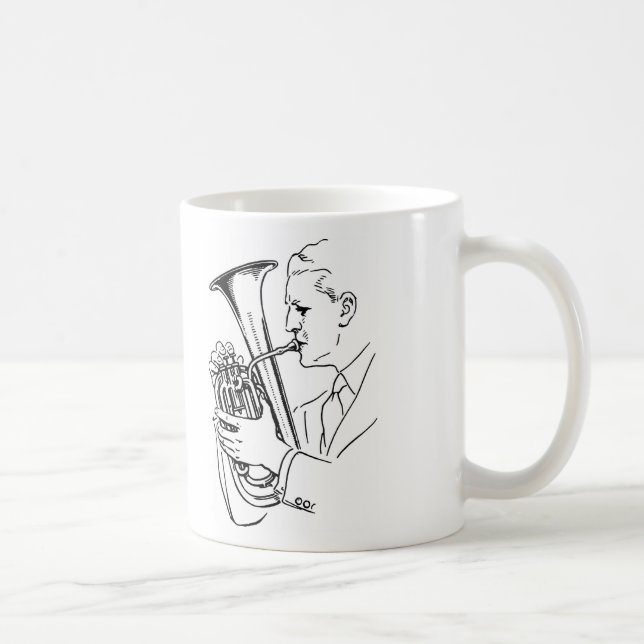 Caneca De Café Homem que joga o instrumento musical do Euphonium (Direita)