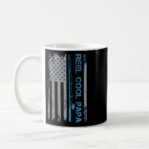 Caneca De Café Homem Reel Cool Papa Pescaria Bandeira Dos EUA Pat