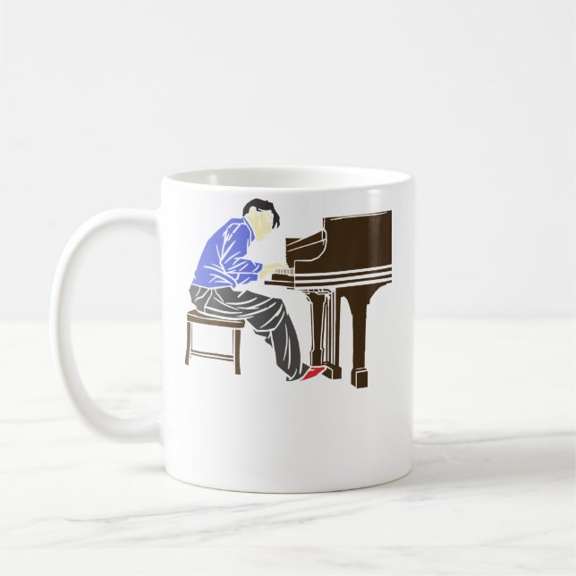 Caneca De Café Homem Tocando Piano (Esquerda)