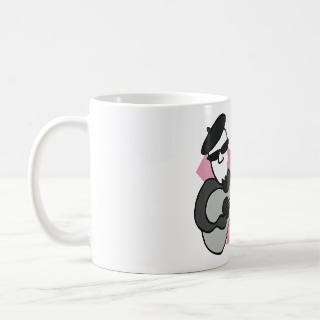 Caneca De Café Homem Usando Boina Tocando Violão (Esquerda)