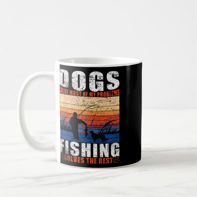 Caneca De Café Homem Velho Pescando Pai Cachorros  (Esquerda)