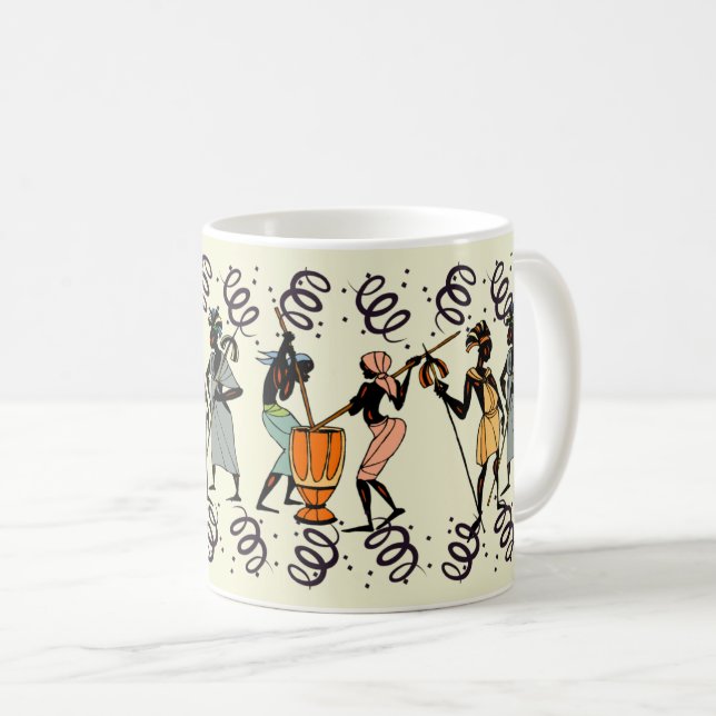 Caneca De Café Homens Africanos Tribais: Esporte Étnico (Frente Esquerda)
