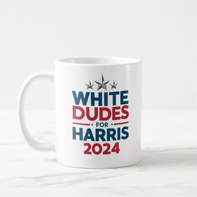 Caneca De Café Homens Brancos Para As Eleições Harris-2024 (Esquerda)