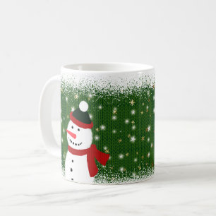 Caneca De Café Homens de Neve com Cachecóis Vermelhos Arte de Nat