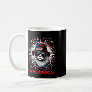 Caneca De Café Homens Mulheres Ameowica Engraçado Patriótico Gato