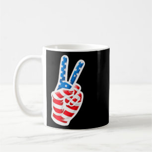 Caneca De Café Homens Rapazes Bandeira Americana Sinal de Paz Mão