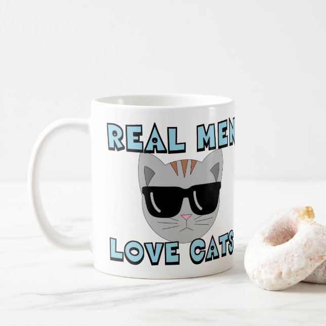 CANECA DE CAFÉ HOMENS REAIS ADORAM GATOS (Com Donut)