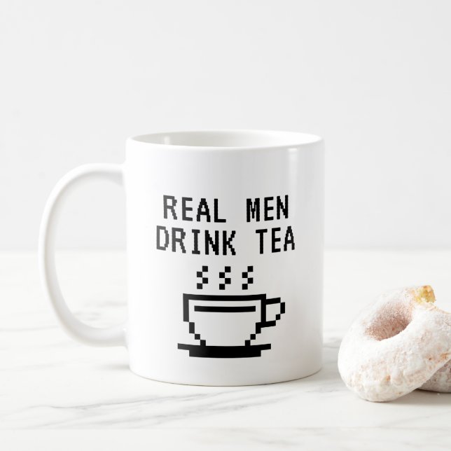 Caneca De Café Homens Verdadeiros Bebem Tea Branco engraçado (Com Donut)