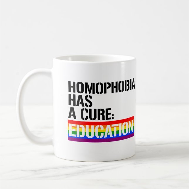 Caneca De Café Homofobia tem cura: Educação (Esquerda)