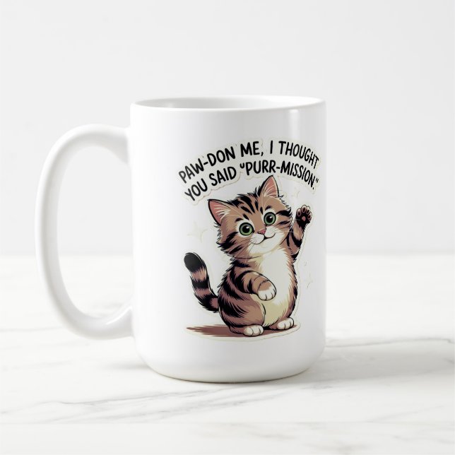 Caneca De Café Homophone joke about cats Mug (Esquerda)